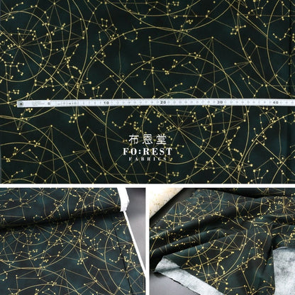 cotton - Constellations in Dark Emerald Metallic fabric - FO:REST Fabric 布恩堂Liberty fabrictana lawnjapanese fabricykk zipper