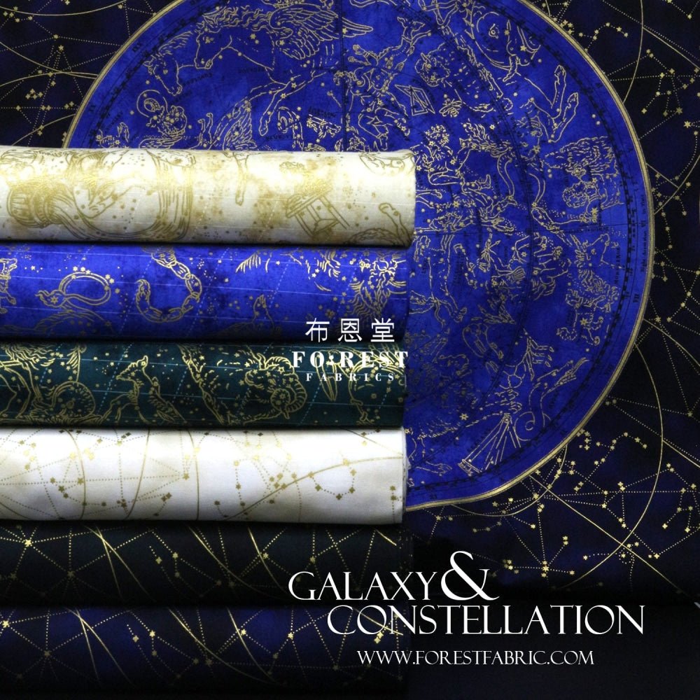 cotton - Constellations in Dark Emerald Metallic fabric - FO:REST Fabric 布恩堂Liberty fabrictana lawnjapanese fabricykk zipper