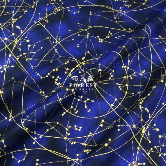 Cotton - Constellations In Midnight Metallic Fabric