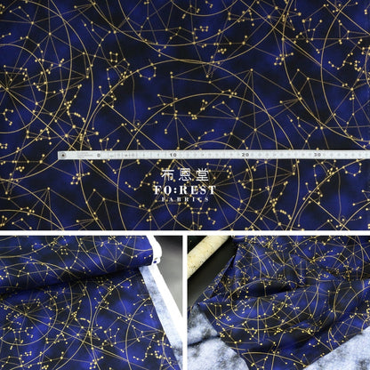 Cotton - Constellations In Midnight Metallic Fabric