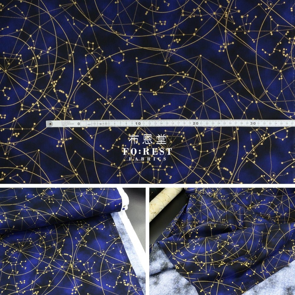 cotton - Constellations in MidNight Metallic fabric - FO:REST Fabric 布恩堂Liberty fabrictana lawnjapanese fabricykk zipper
