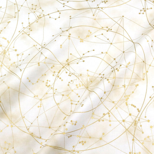 Cotton - Constellations In Milky Metallic Fabric