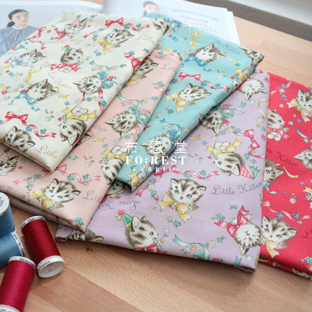 Cotton - Dear Little World Cats Bowknot Fabric