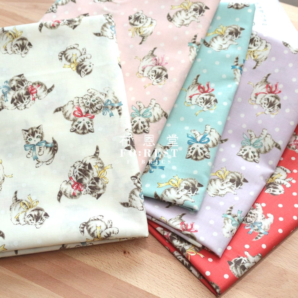 Cotton - Dear Little World Cats Dot Fabric
