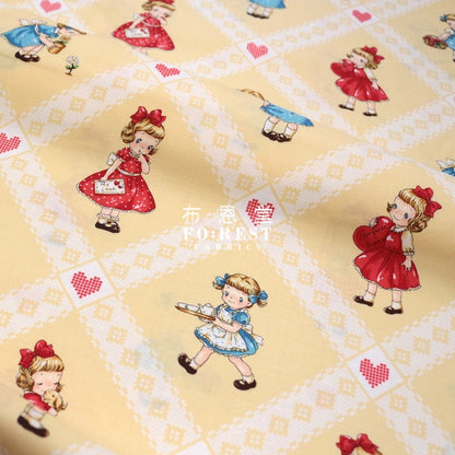 Cotton - Dear Little World Lovely Girls Fabric Light Yellow