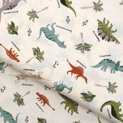 cotton - Dinosaur fabric Natural - FO:REST Fabric 布恩堂Liberty fabrictana lawnjapanese fabricykk zipper