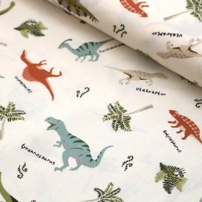 cotton - Dinosaur fabric Natural - FO:REST Fabric 布恩堂Liberty fabrictana lawnjapanese fabricykk zipper