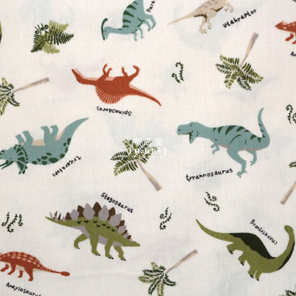 cotton - Dinosaur fabric Natural - FO:REST Fabric 布恩堂Liberty fabrictana lawnjapanese fabricykk zipper
