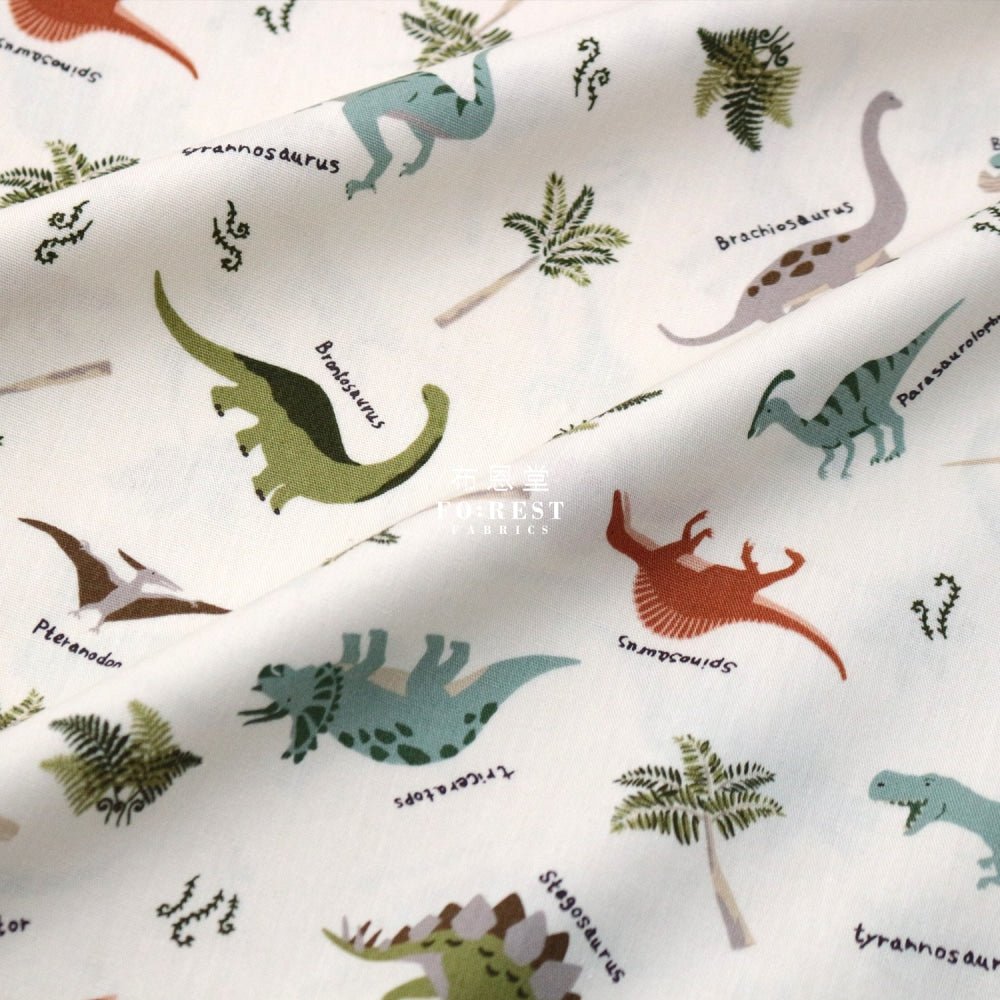 cotton - Dinosaur fabric Natural - FO:REST Fabric 布恩堂Liberty fabrictana lawnjapanese fabricykk zipper