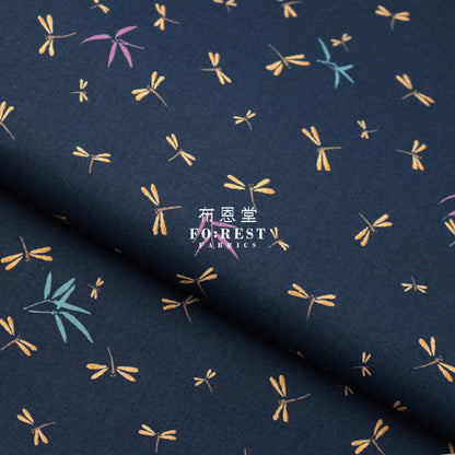 Cotton - Dragonfly Bamboo Navy Fabric