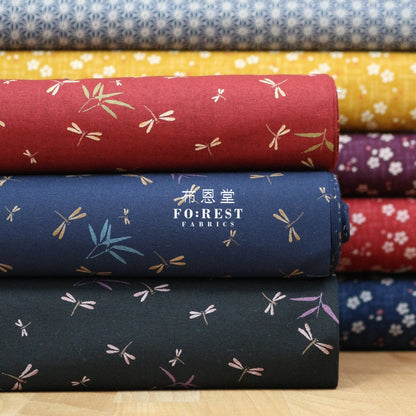 Cotton - Dragonfly Bamboo Navy Fabric