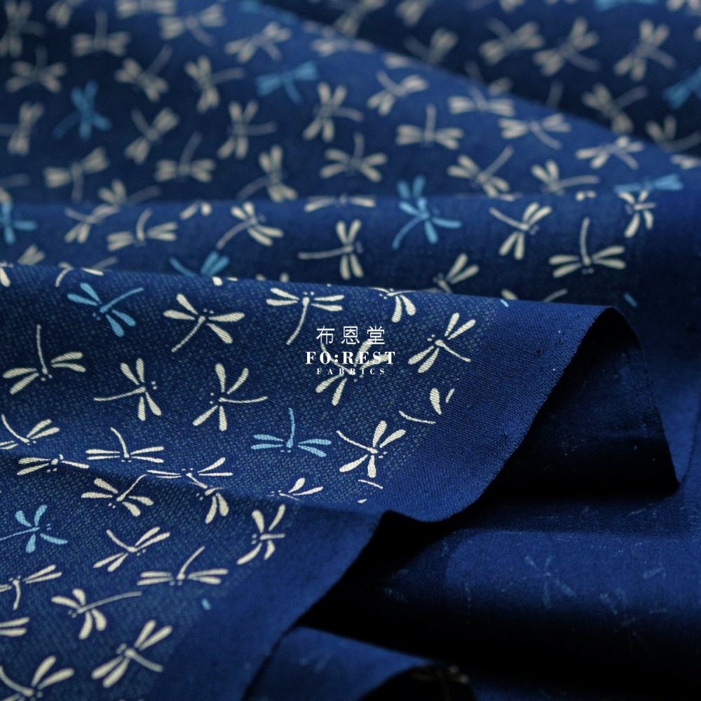 cotton - Dragonfly NAVY fabric - FO:REST Fabric 布恩堂Liberty fabrictana lawnjapanese fabricykk zipper