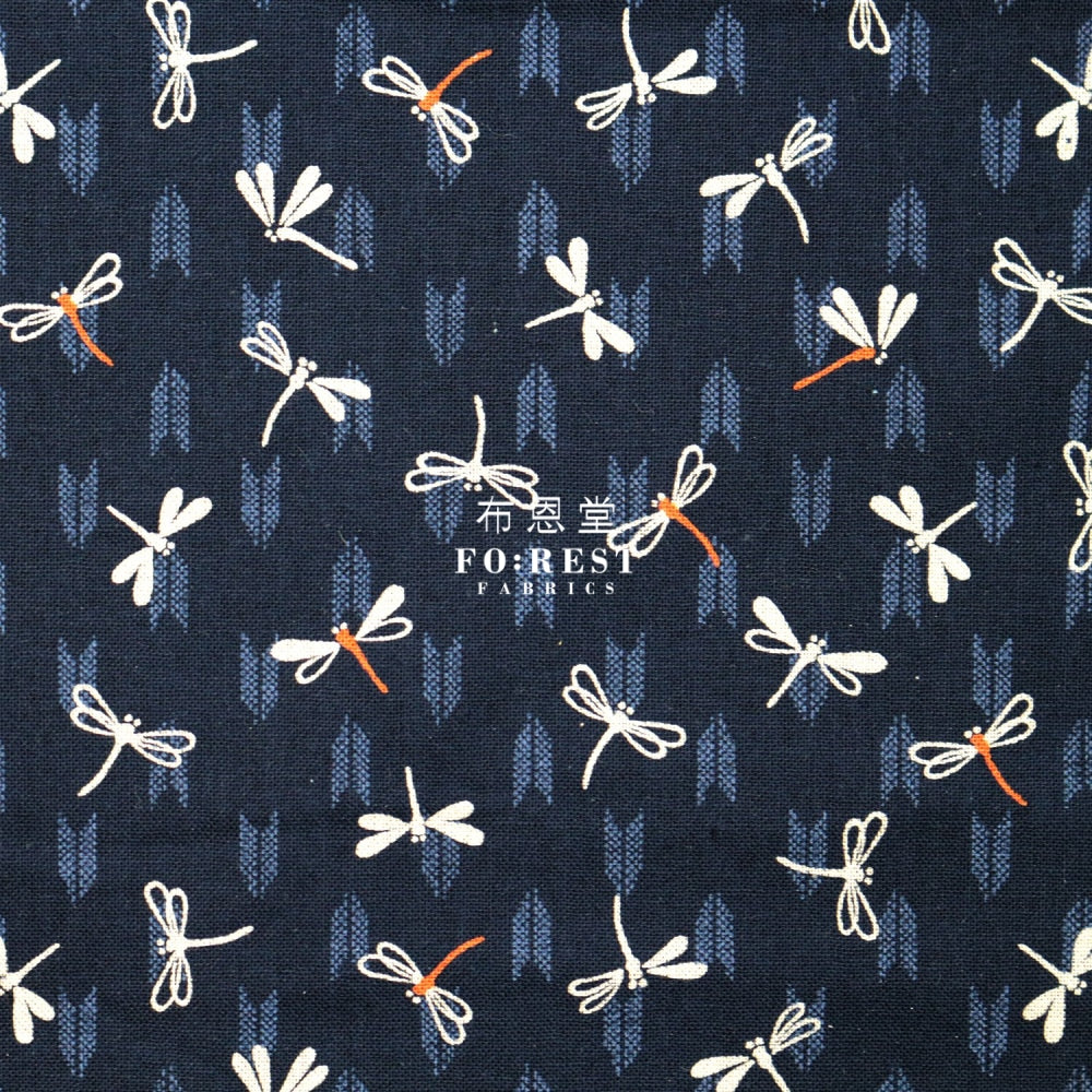 Cotton - Dragonfly Navy Fabric