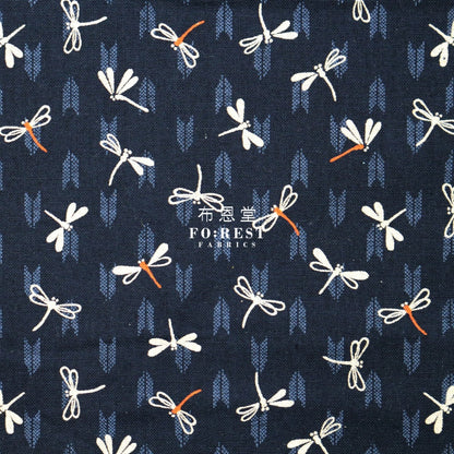 Cotton - Dragonfly Navy Fabric