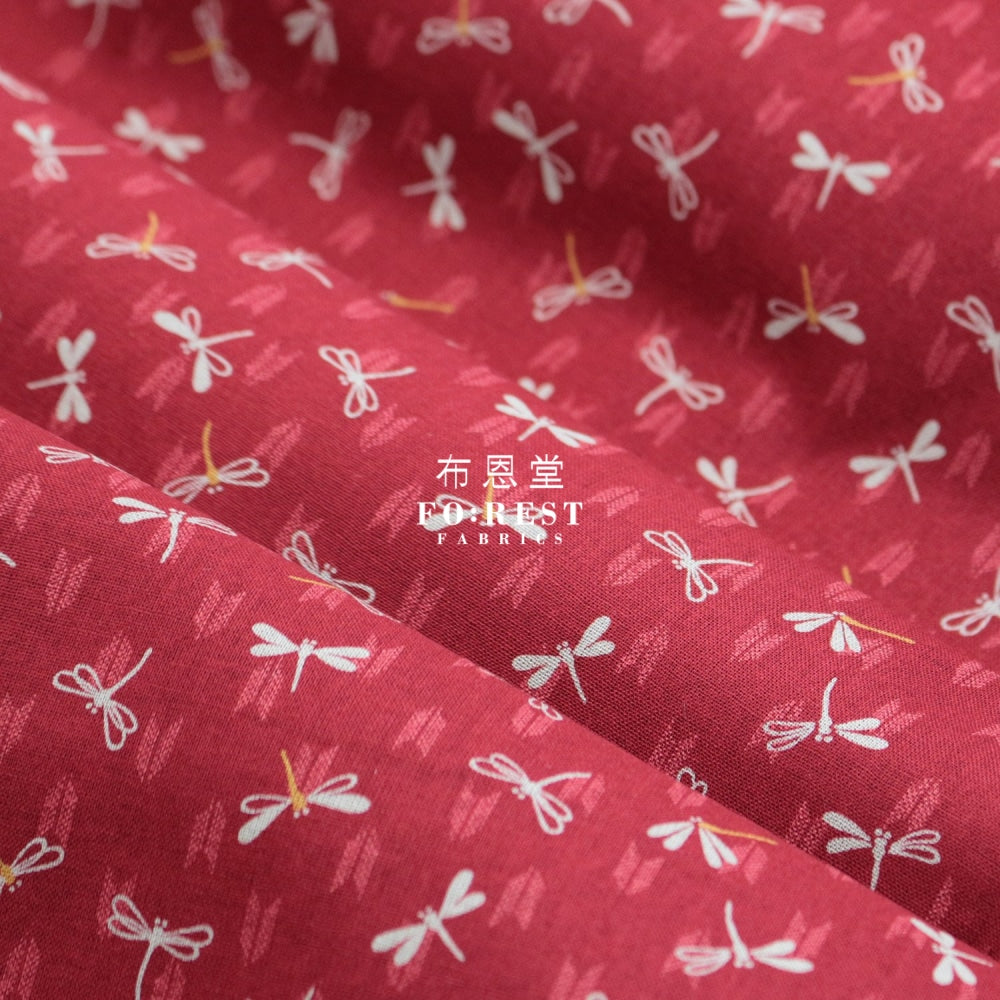Cotton - Dragonfly Red Fabric