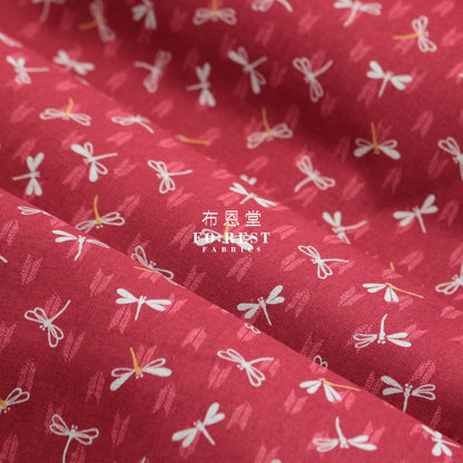 Cotton - Dragonfly Red Fabric