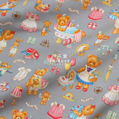 cotton - Dress up bear fabric Gray - FO:REST Fabric 布恩堂Liberty fabrictana lawnjapanese fabricykk zipper