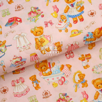 cotton - Dress up bear fabric Pink - FO:REST Fabric 布恩堂Liberty fabrictana lawnjapanese fabricykk zipper
