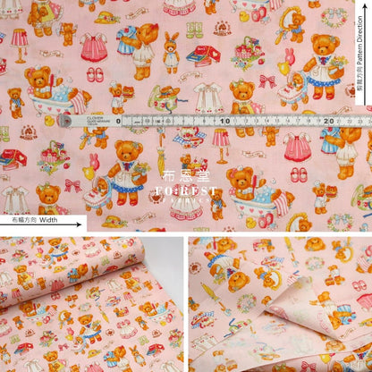 cotton - Dress up bear fabric Pink - FO:REST Fabric 布恩堂Liberty fabrictana lawnjapanese fabricykk zipper