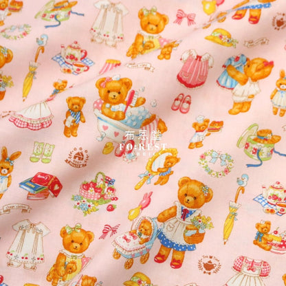 cotton - Dress up bear fabric Pink - FO:REST Fabric 布恩堂Liberty fabrictana lawnjapanese fabricykk zipper