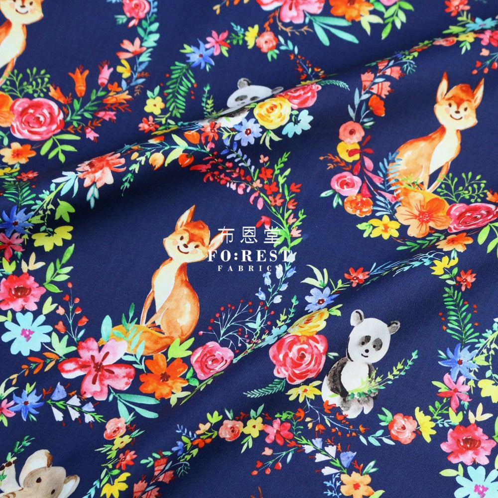 Cotton - Enchanted Little Forest Fabric Navy