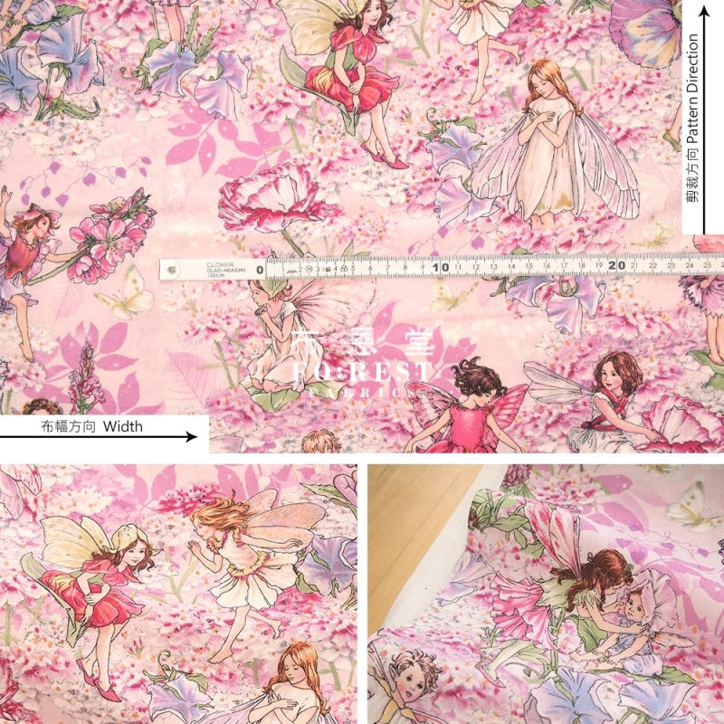 Cotton - Fairy Petal Fairies Fabric Pink