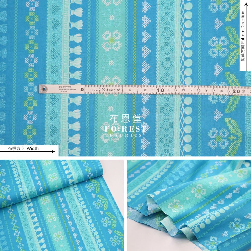 cotton - Favorite Fringe Fabric Blue - FO:REST Fabric 布恩堂Liberty fabrictana lawnjapanese fabricykk zipper