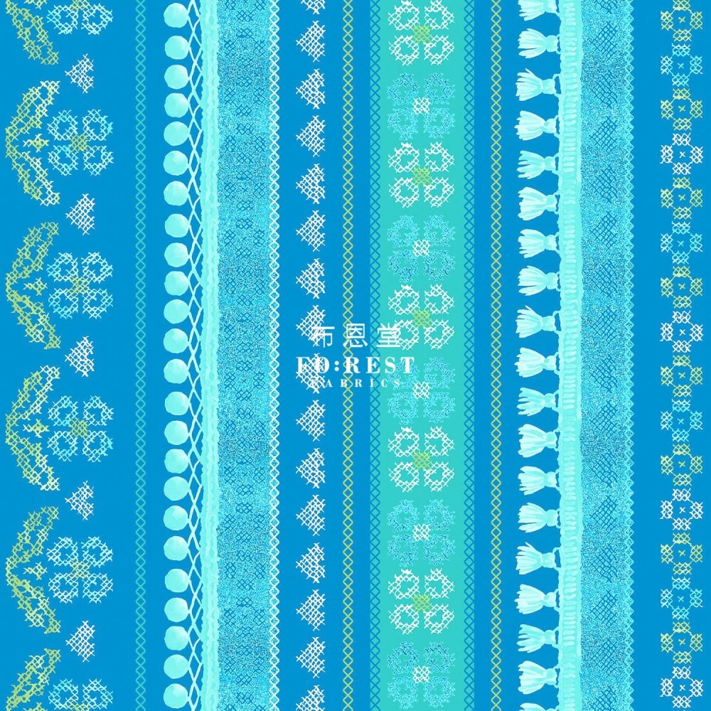 cotton - Favorite Fringe Fabric Blue - FO:REST Fabric 布恩堂Liberty fabrictana lawnjapanese fabricykk zipper