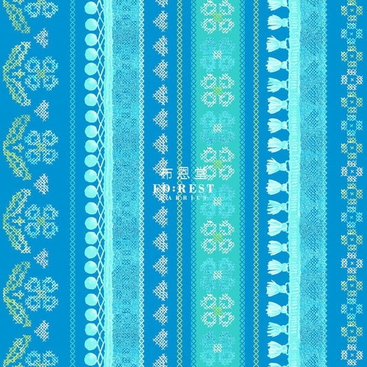 cotton - Favorite Fringe Fabric Blue - FO:REST Fabric 布恩堂Liberty fabrictana lawnjapanese fabricykk zipper