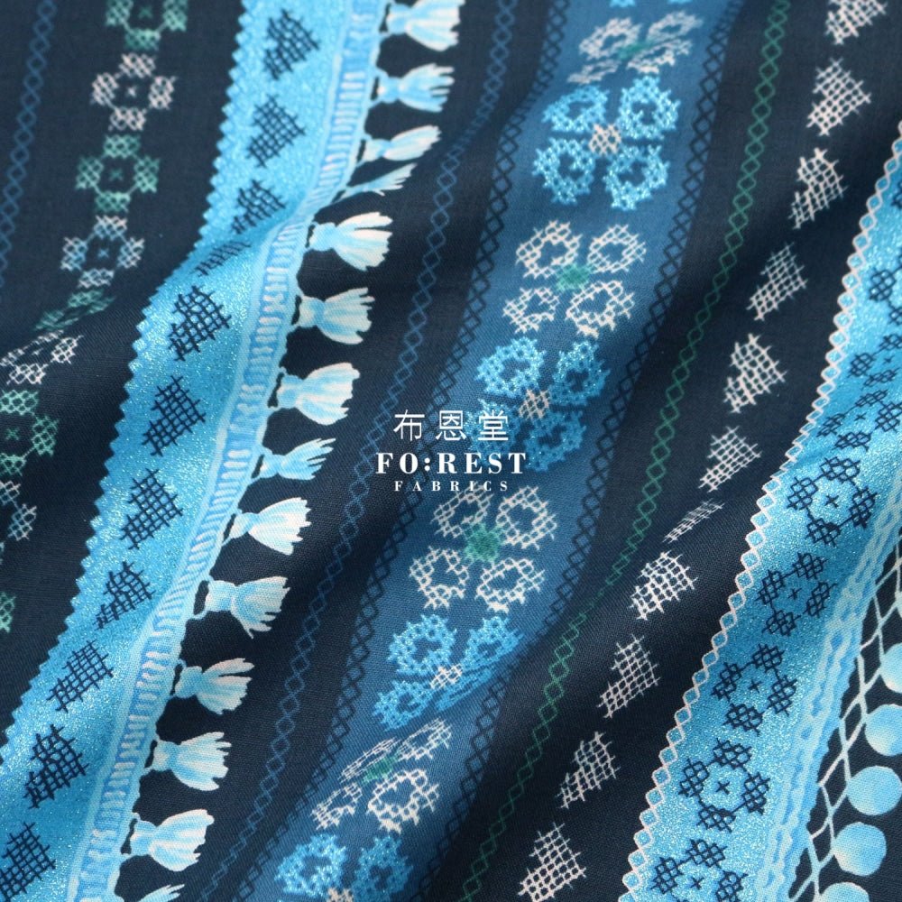 cotton - Favorite Fringe Fabric Navy - FO:REST Fabric 布恩堂Liberty fabrictana lawnjapanese fabricykk zipper