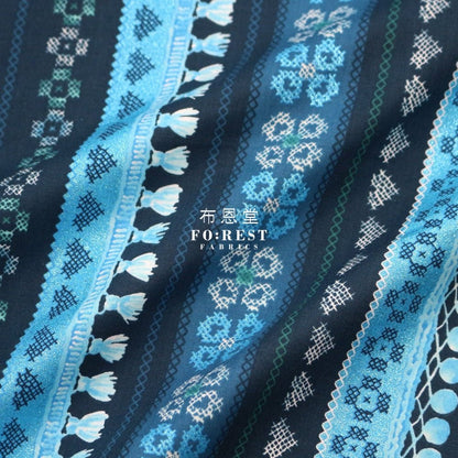 cotton - Favorite Fringe Fabric Navy - FO:REST Fabric 布恩堂Liberty fabrictana lawnjapanese fabricykk zipper