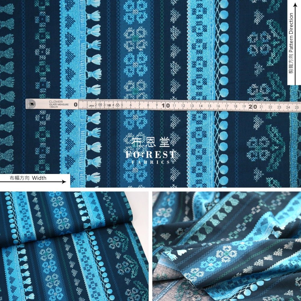 cotton - Favorite Fringe Fabric Navy - FO:REST Fabric 布恩堂Liberty fabrictana lawnjapanese fabricykk zipper