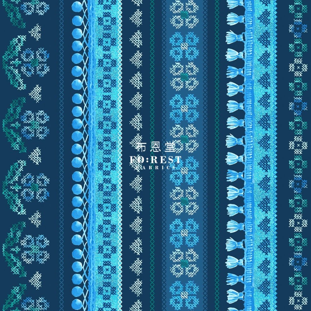 cotton - Favorite Fringe Fabric Navy - FO:REST Fabric 布恩堂Liberty fabrictana lawnjapanese fabricykk zipper