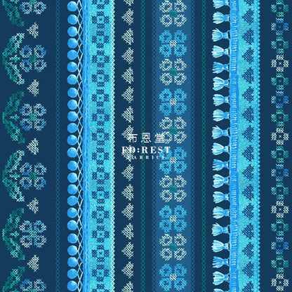 cotton - Favorite Fringe Fabric Navy - FO:REST Fabric 布恩堂Liberty fabrictana lawnjapanese fabricykk zipper