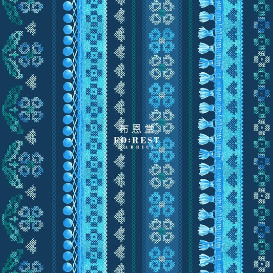 cotton - Favorite Fringe Fabric Navy - FO:REST Fabric 布恩堂Liberty fabrictana lawnjapanese fabricykk zipper