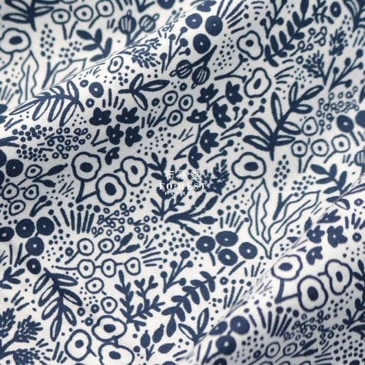 Cotton - Flower Basics Fabric Navy
