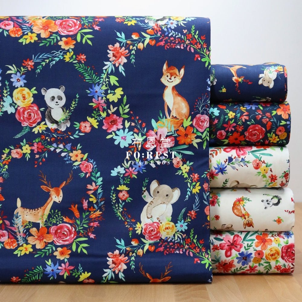 cotton - Flower Joy Little Forest fabric White - FO:REST Fabric 布恩堂Liberty fabrictana lawnjapanese fabricykk zipper