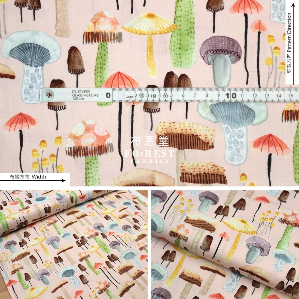 cotton - Fragrant mushrooms fabric Peach - FO:REST Fabric 布恩堂Liberty fabrictana lawnjapanese fabricykk zipper