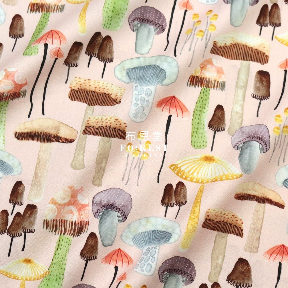 cotton - Fragrant mushrooms fabric Peach - FO:REST Fabric 布恩堂Liberty fabrictana lawnjapanese fabricykk zipper