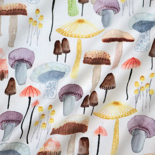cotton - Fragrant mushrooms fabric white - FO:REST Fabric 布恩堂Liberty fabrictana lawnjapanese fabricykk zipper