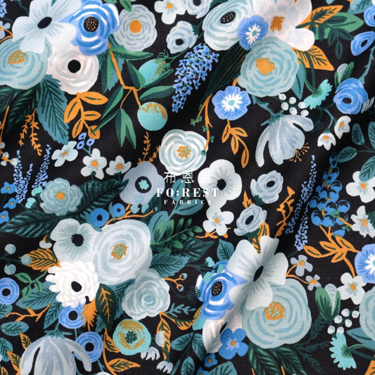 Cotton - Garden Party Flower Fabric Navy