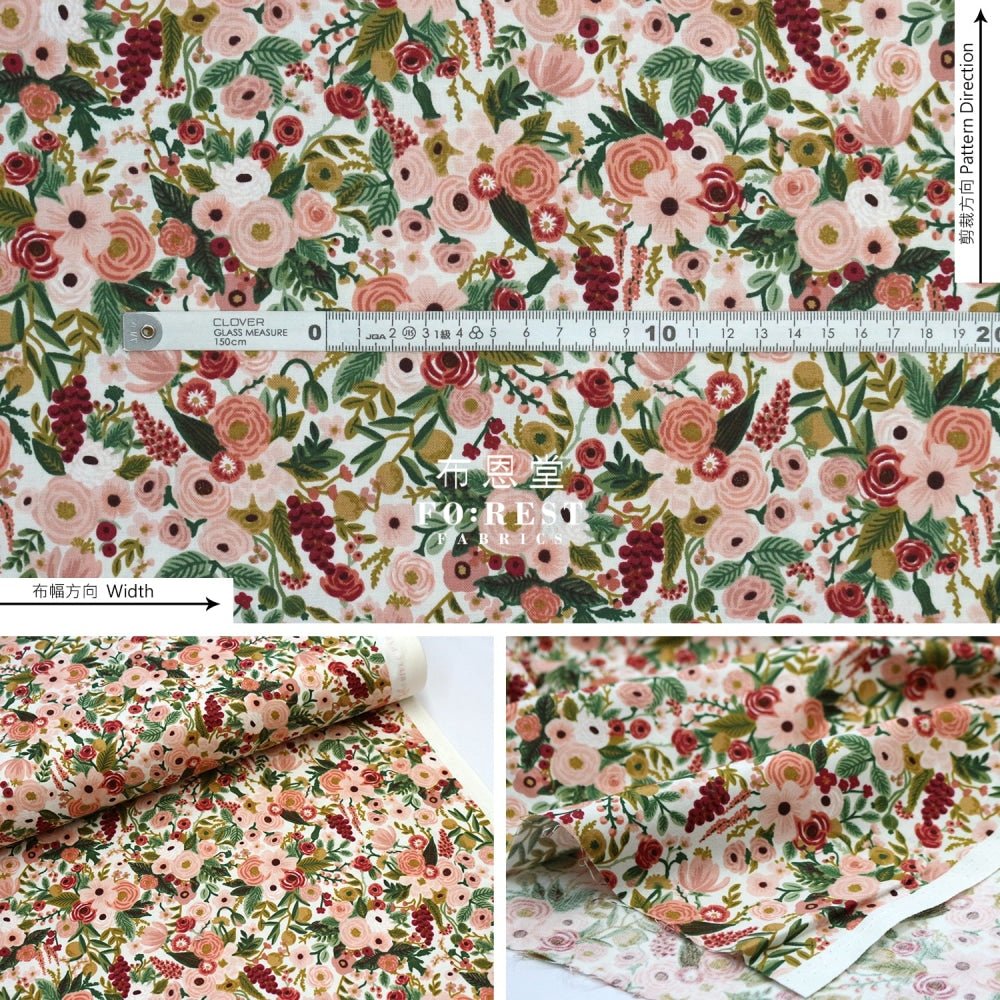 cotton - Garden Party Small Rose fabric - FO:REST Fabric 布恩堂Liberty fabrictana lawnjapanese fabricykk zipper