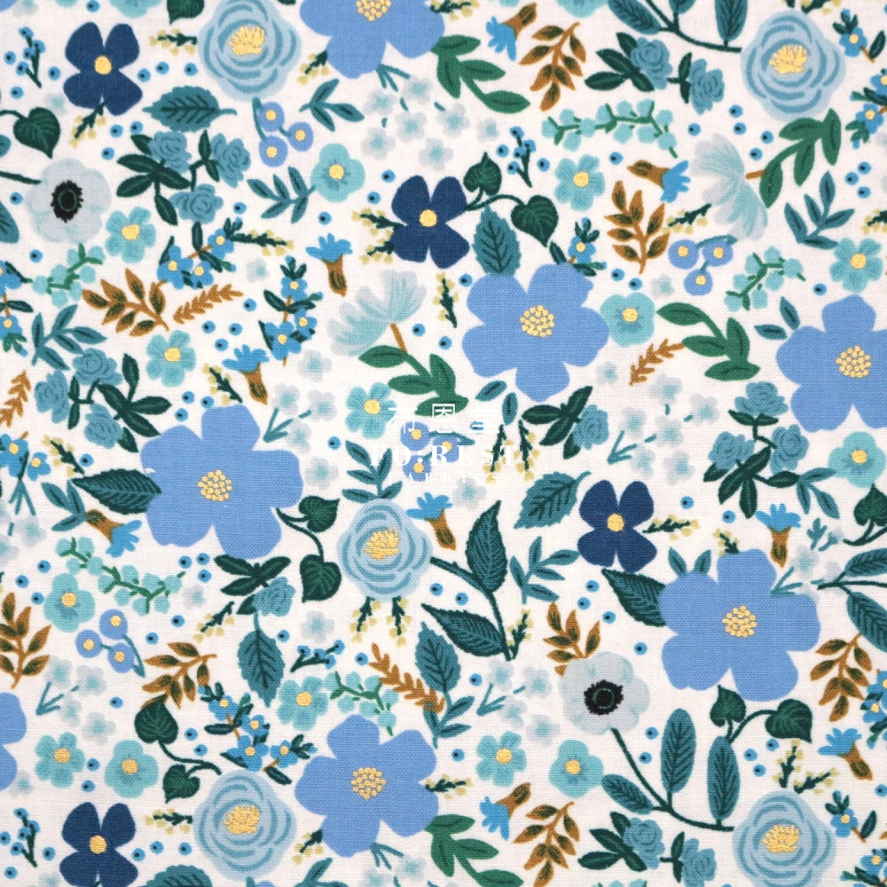 Cotton - Garden Party Wild Roseflower Fabric Blue