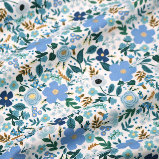 Cotton - Garden Party Wild Roseflower Fabric Blue