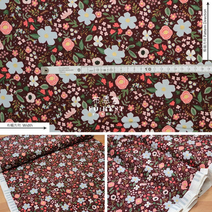 cotton - Garden Party Wild RoseFlower fabric Wine - FO:REST Fabric 布恩堂Liberty fabrictana lawnjapanese fabricykk zipper