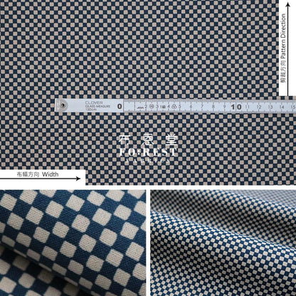 Cotton - Grid Navy Fabric