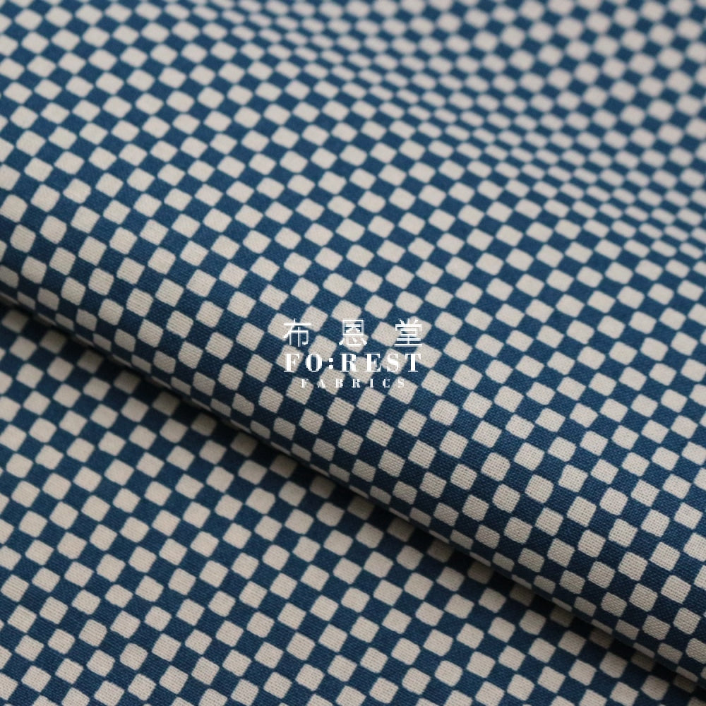 Cotton - Grid Navy Fabric