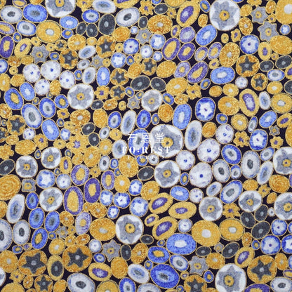 Cotton - Gustav Klimt Jewel Ovals Metallic Fabric Violet