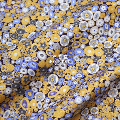 Cotton - Gustav Klimt Jewel Ovals Metallic Fabric Violet