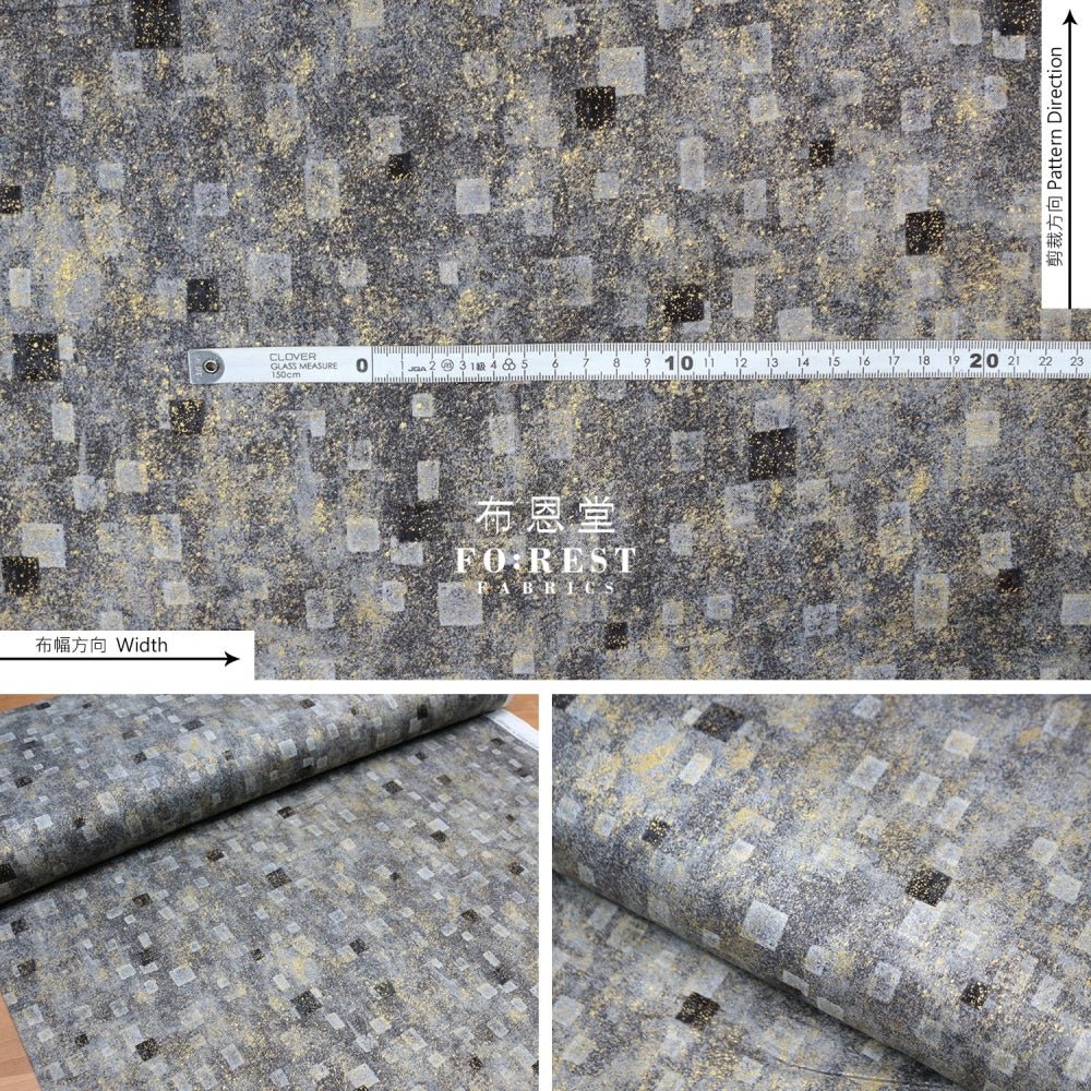 cotton - Gustav Klimt Squares Metallic fabric Black - FO:REST Fabric 布恩堂Liberty fabrictana lawnjapanese fabricykk zipper